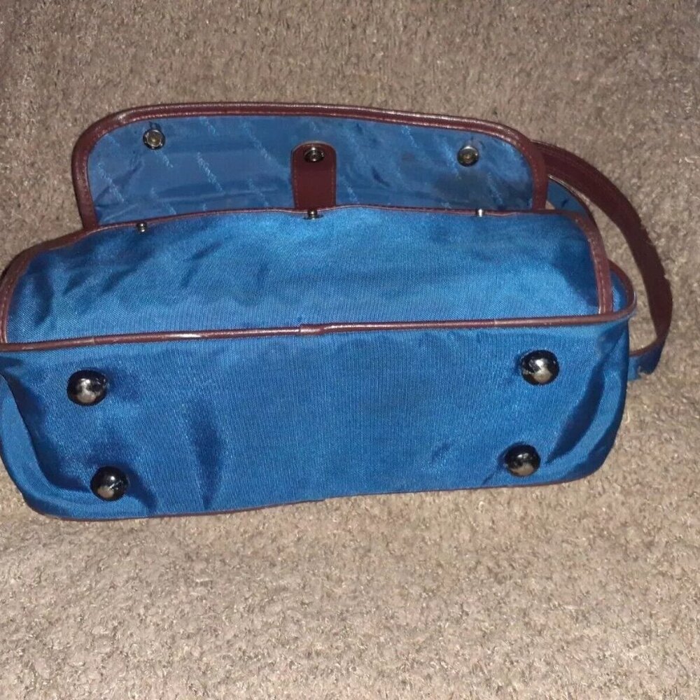 Vintage YVES SAINT LAURENT Travel Bag/Organizer-Men-Blue/Brown-Excellent - Picture 10 of 11